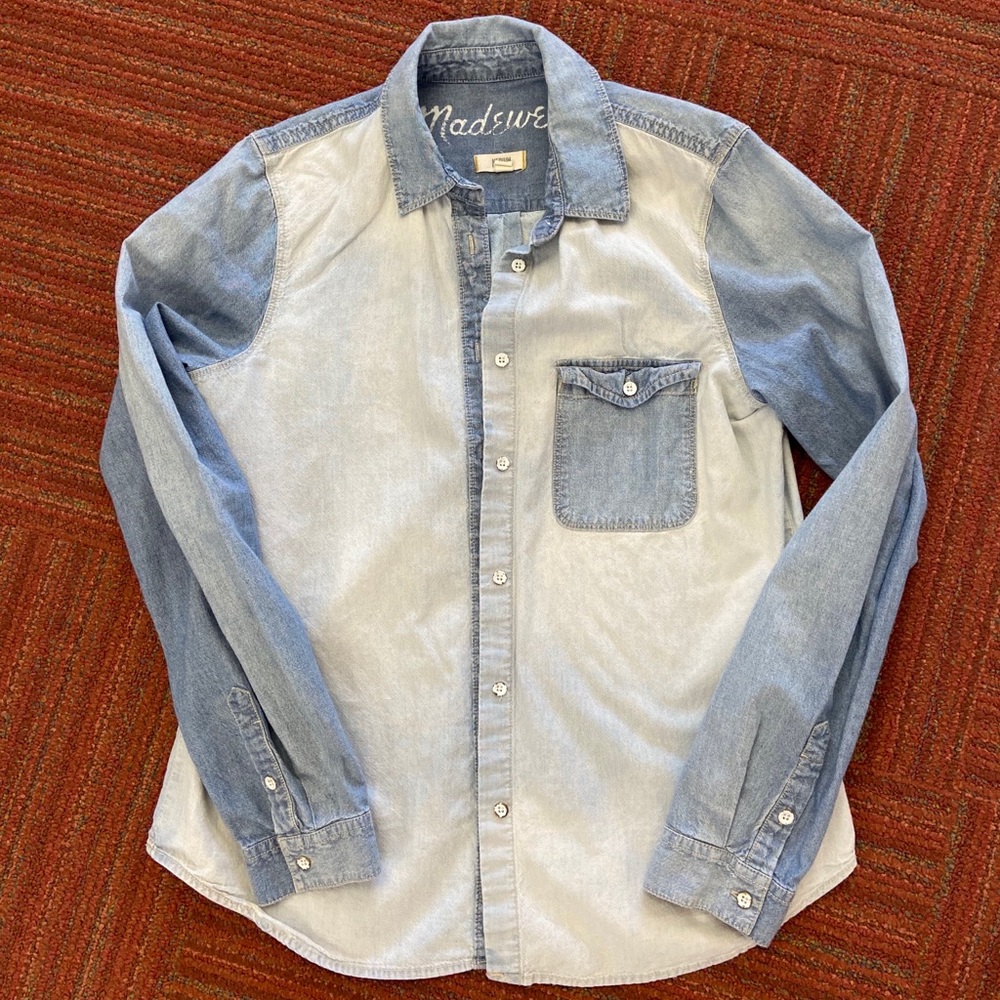 Madewell women’s button down denim shirt.